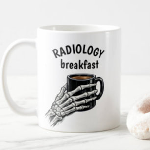 RADIOLOGIE Frühstück Kaffee Skeletthand Kaffeetasse