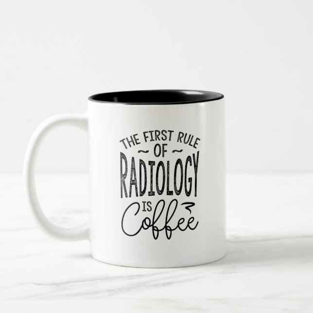 Radiologie ist Kaffee Zweifarbige Tasse (Links)