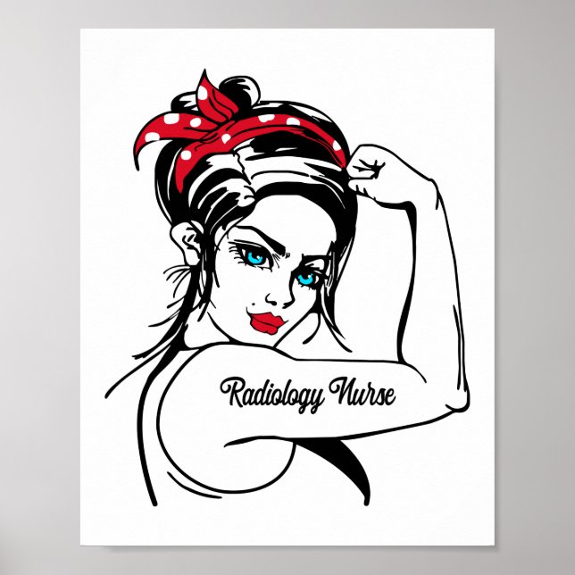 Radiologie Nurse Rosie The Riveter Button Up Poster (Vorne)