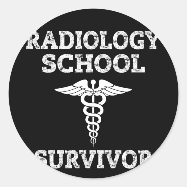 Radiologie School Survivor Caduceus Runder Aufkleber (Vorderseite)