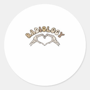 Radiologie Skeleton Heart Hands Classic Runder Aufkleber