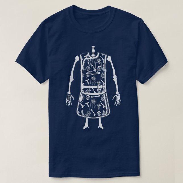 Radiologie-Skelett in der Schürze Strahlenschutz R T-Shirt (Design vorne)