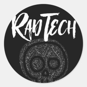 Radiologie-Tech-Begriffe in Skull Krass Tech Runder Aufkleber