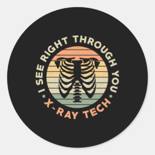Radiologie Tech sieht direkt durch X-Ray Tech Runder Aufkleber