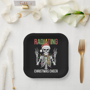 Radiologie-Weihnachts-Santa-Skelett-Röntgen-Techni Pappteller