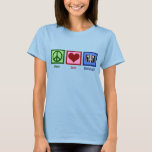 Radiologin Peace Liebe Radiology Women's T-Shirt<br><div class="desc">Peace Liebe Radiology. Dieser niedliche Radiologe-T - Shirt verfügt über ein Friedenszeichen,  ein Herz und Röntgenbild für einen Röntgentechniker oder Radiologen.</div>