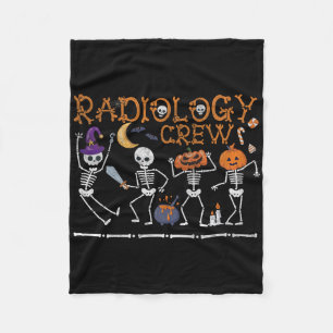 Radiology Crew Dancing Skeleton Funny Halloween Pa Fleecedecke