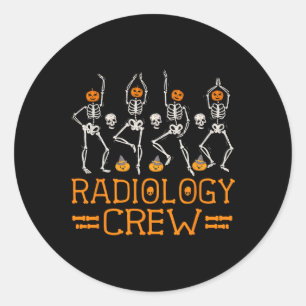 Radiology Crew Dancing Skeleton Pumpkin Fun Hallow Runder Aufkleber