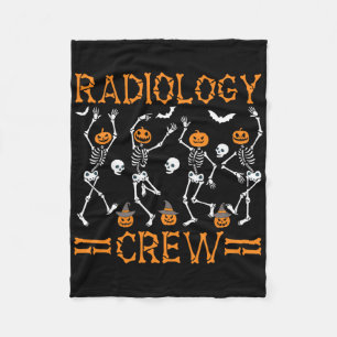 Radiology Crew Dancing Skeleton Pumpkin Funny Hall Fleecedecke