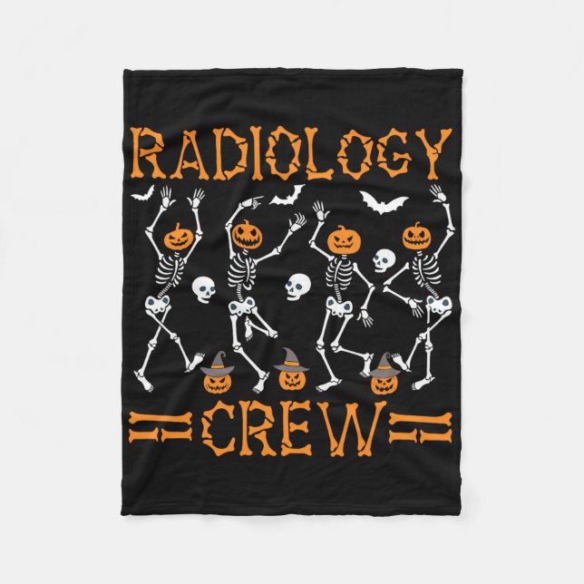 Radiology Crew Dancing Skeleton Pumpkin Funny Hall Fleecedecke (Vorderseite)