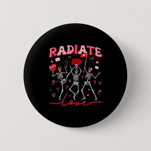 Radiology Radiate Rad Tech Valentine Skeleton Hear Button (Vorderseite)