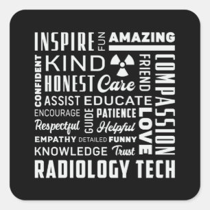 Radiology Tech Technologist Krass Tech X-Ray Techs Quadratischer Aufkleber