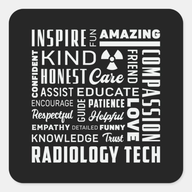 Radiology Tech Technologist Krass Tech X-Ray Techs Quadratischer Aufkleber (Vorderseite)