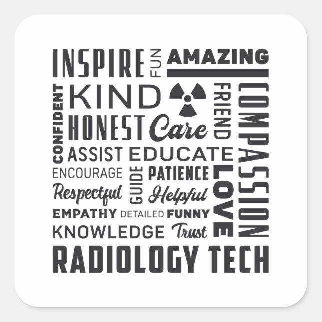 Radiology Tech Technologist Rad Tech X-Ray Tech Quadratischer Aufkleber (Vorderseite)
