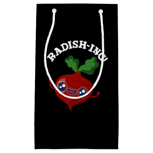 Radish-ing Funny Veggie Radish Pun Dark BG Kleine Geschenktüte (Vorderseite)