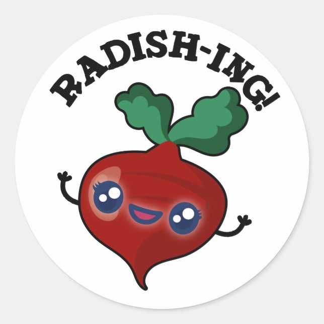 Radish-ing Funny Veggie Radish Pun Runder Aufkleber (Vorderseite)