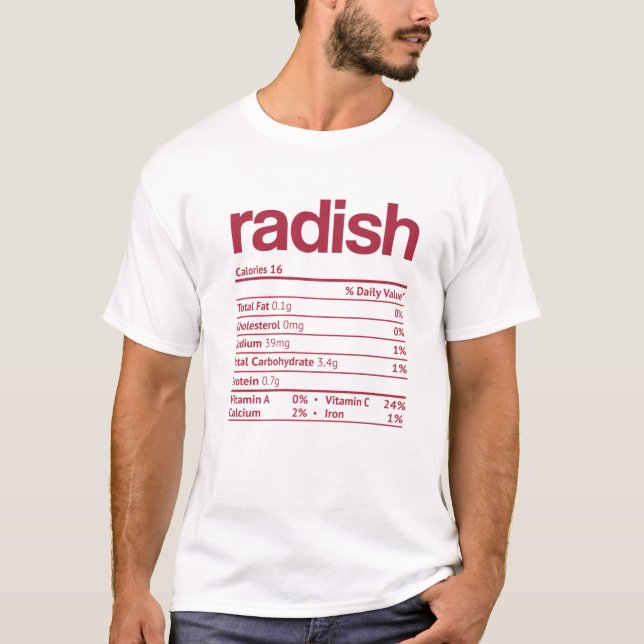 Radish Nutrition Fact Funny Erntedank Weihnachten T-Shirt (Vorderseite)