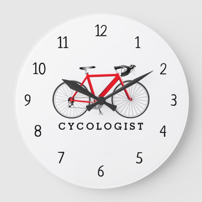 Radologe Red Bicycle Large Clock Große Wanduhr (Vorderseite)
