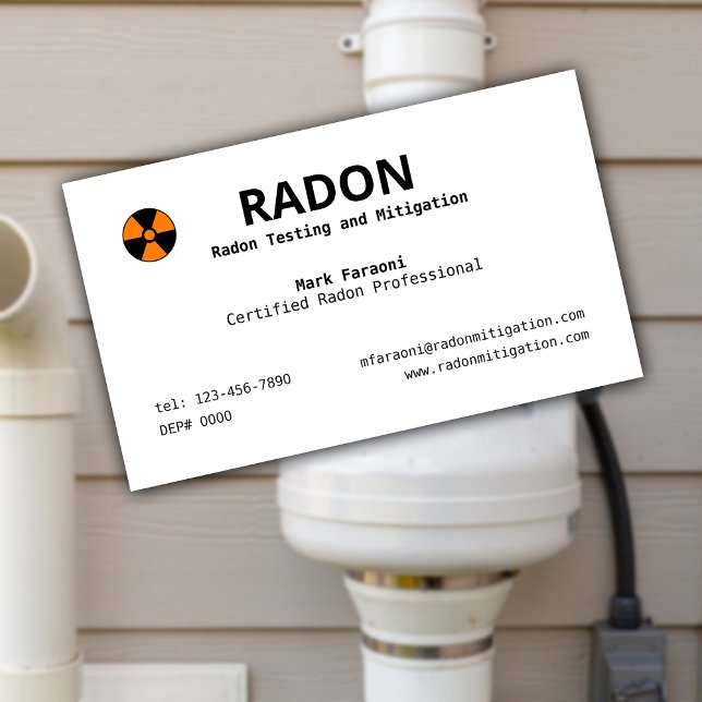 Radon Testing and Mitigation Company Visitenkarte (Von Creator hochgeladen)