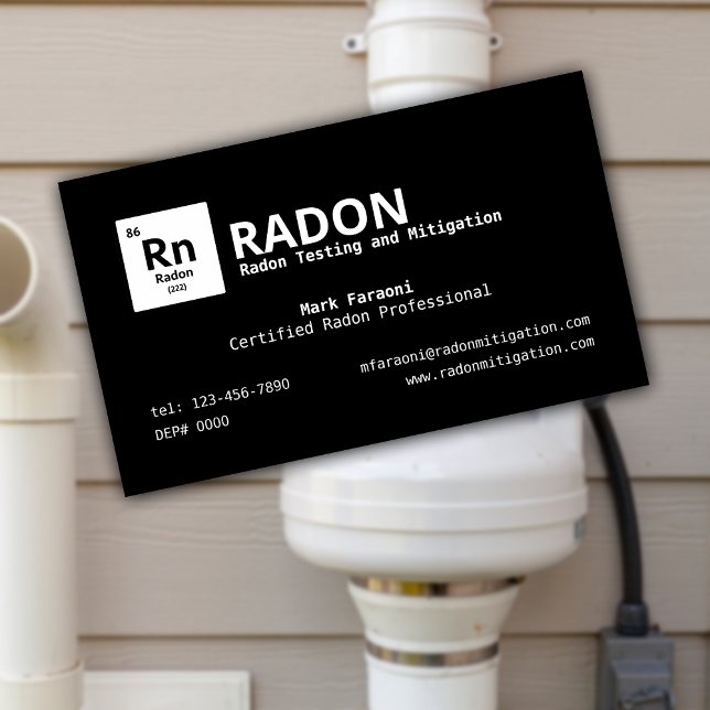 Radon Testing and Mitigation Company Visitenkarte (Von Creator hochgeladen)