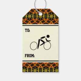 Radradmuster Orange Schwarz Geschenkanhänger