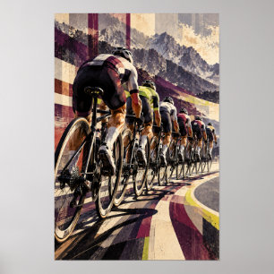 Radrennsport-Wandkunst auf Bergstraße mit Peloton Poster