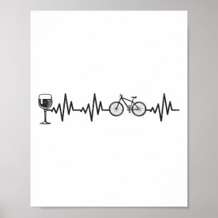 Radschlag Herzschlag Wein Mountainbike Fahrrad Cyc Poster
