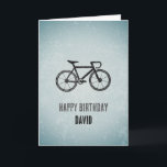 Radsport Thema - Auto/Racing Bicycle Mens Geburtst Karte<br><div class="desc">Für den Radfahrer ein modernes Design mit einem städtischen "Metallzeichen"-Effekt eines Fahrrads, das auf verzinktem Stahl bedruckt ist. Ideal für diejenigen, die schwer zu kaufen für Männer und jugendliche Jungen mit seinem männlichen schwarz-grauen Farbschema. Sie können natürlich einen beliebigen Namen hinzufügen und auch den Anlass ändern, wenn Sie einen anderen...</div>