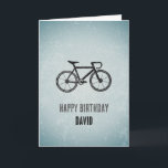 Radsport Thema - Auto/Racing Bicycle Mens Geburtst Karte<br><div class="desc">Für den Radfahrer ein modernes Design mit einem städtischen "Metallzeichen"-Effekt eines Fahrrads, das auf verzinktem Stahl bedruckt ist. Ideal für diejenigen, die schwer zu kaufen für Männer und jugendliche Jungen mit seinem männlichen schwarz-grauen Farbschema. Sie können natürlich einen beliebigen Namen hinzufügen und auch den Anlass ändern, wenn Sie einen anderen...</div>