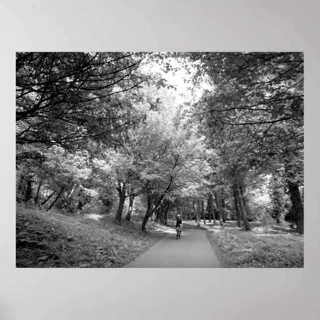 Radweg - Schwarz und Weiß Poster (Vorne)