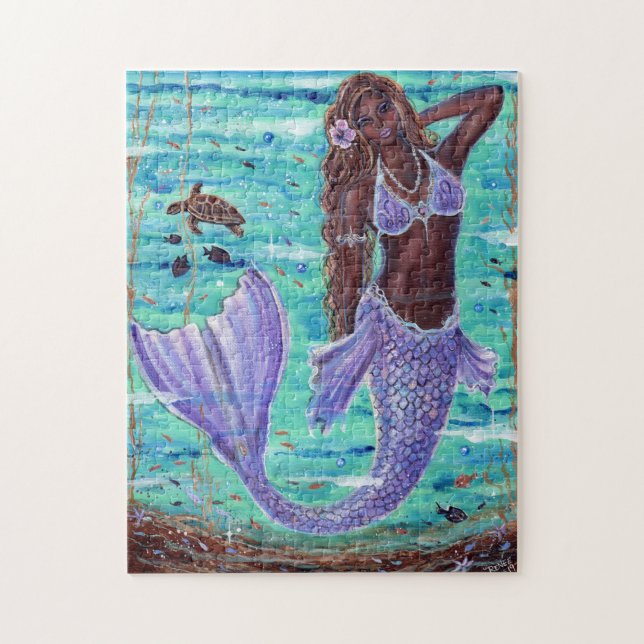 Raeni Mermaid mit Meeresschildkröte von Renee Lavo Puzzle (Vertikal)