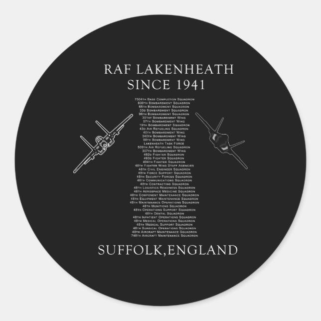 Raf Lakenheath Squadrons Runder Aufkleber (Vorderseite)