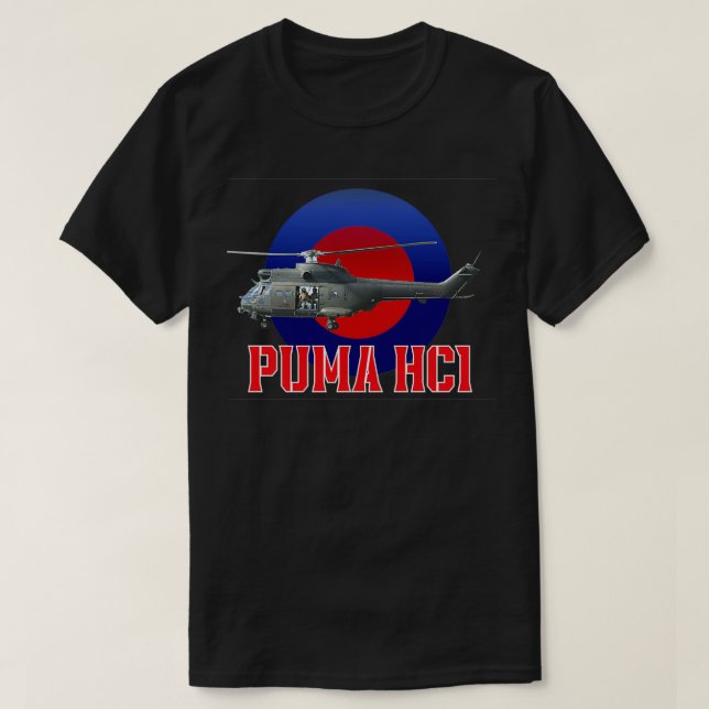 RAF Puma Helicopter in der RAF-Umlaufbahn T-Shirt (Design vorne)