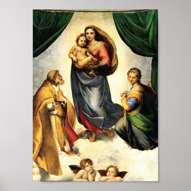 Rafael's Madonna Sixtinische Kapelle c. 1513-14 Poster (Vorne)