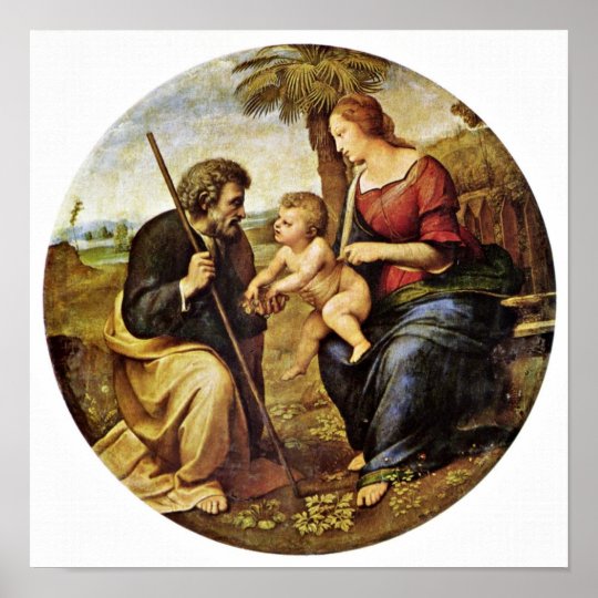Raffael Heilige Familie Unter Einer Palme Tondo Poster Zazzle At