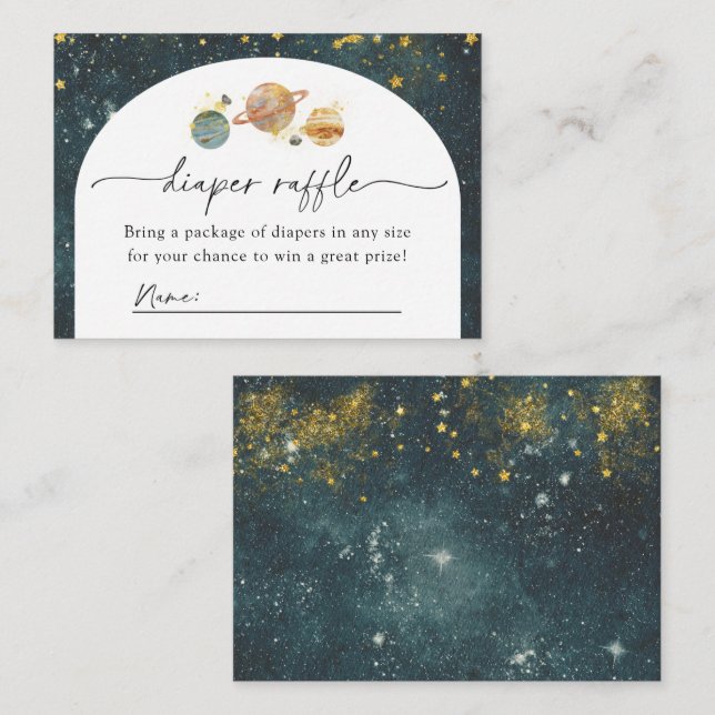 Raffekarte für Weltraumwähler | Space Baby Dusche Begleitkarte (Vorne/Hinten)