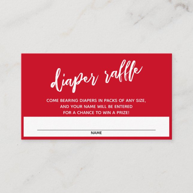 Raffel Ticket für moderne Handschrift Cherry Red D Begleitkarte (Vorderseite)