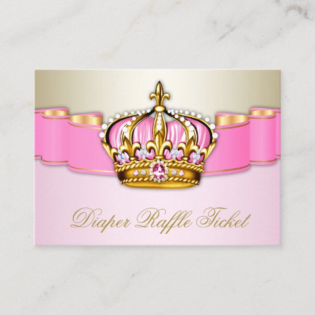 Raffelschein für Rosa und Gold Princess Girls Begleitkarte (Vorderseite)