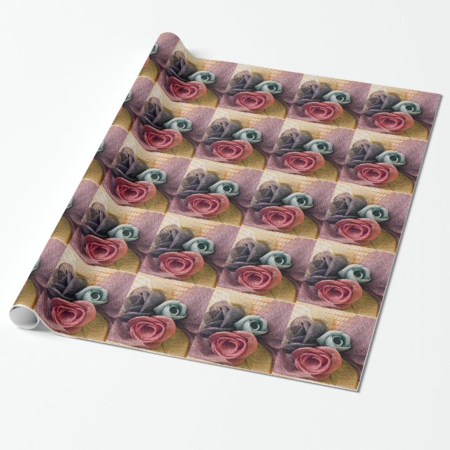 Raffia-Rosen Geschenkpapier (Ungerollt)