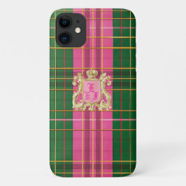Raffiniert Mit Monogramm rosa und grün Kariert Case-Mate iPhone Hülle