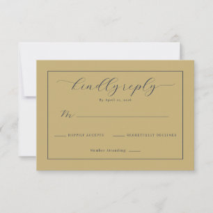 Raffinierte Beige Kalligrafie RSVP Karte