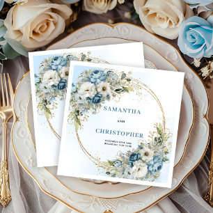 Raffinierte Blaue Pfingstrose Gold Hochzeitsservie Serviette