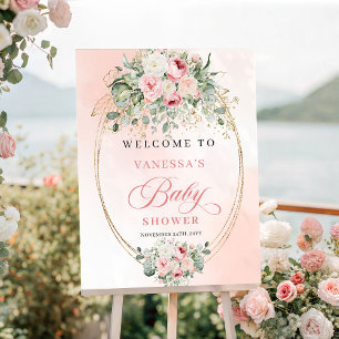Raffinierte Bohemian Blush Blumen Baby Shower Poster