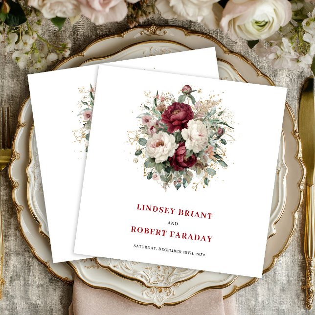 Raffinierte Boho-Burgunder-Grün-Gold-Servietten Serviette (Sophisticated Boho Burgundy Greenery Gold Napkins)