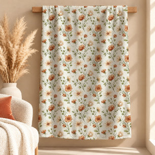 Raffinierte Boho-Kupfer-Sage-Blumen-Decke Sherpadecke