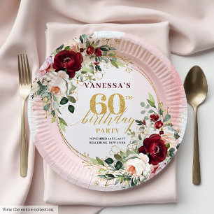 Raffinierte Boho Marsala Roségold Rosen Teller
