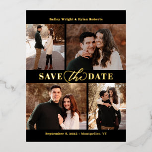 Raffinierte Collage FOIL Save the Date Postkarte