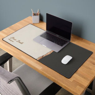 Raffinierte Faux-Goldfolie Schwarz & Beige Persönl Schreibtischunterlage