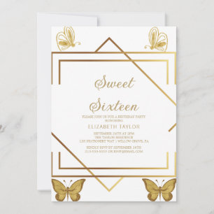 Raffinierte Gold-Kalligrafie Sweet Sixteen Einladung