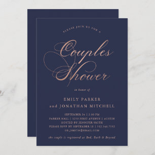 Raffinierte Imitat Rose Goldkalligrafie Paare Dusc Einladung